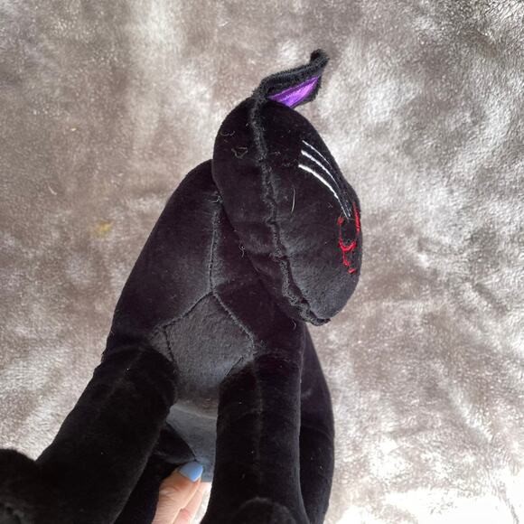 Vintage Black Cat Plush Purple Eyes Ears Pillow Stuffed Toy 1990s Halloween - Picture 10 of 16